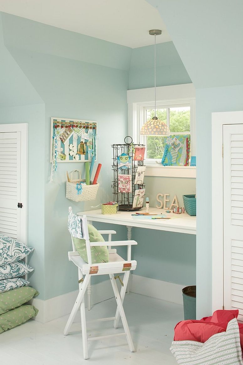 Small-beach-style-home-workspace-in-pastel-blue